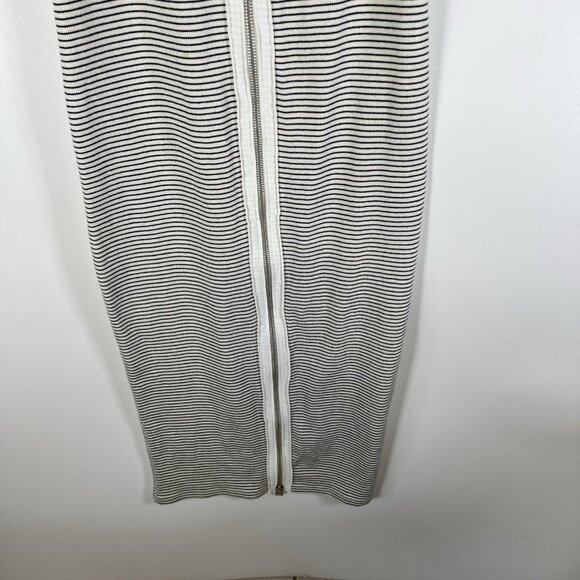 ALLSAINTS Womens Sz 6 Alicia Midi Striped Sleeveless Dress Ribbed Zip Front Goth - Picture 4 of 9